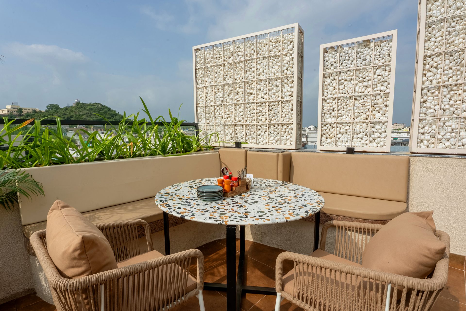 Stone Gabion Patio Dining Table