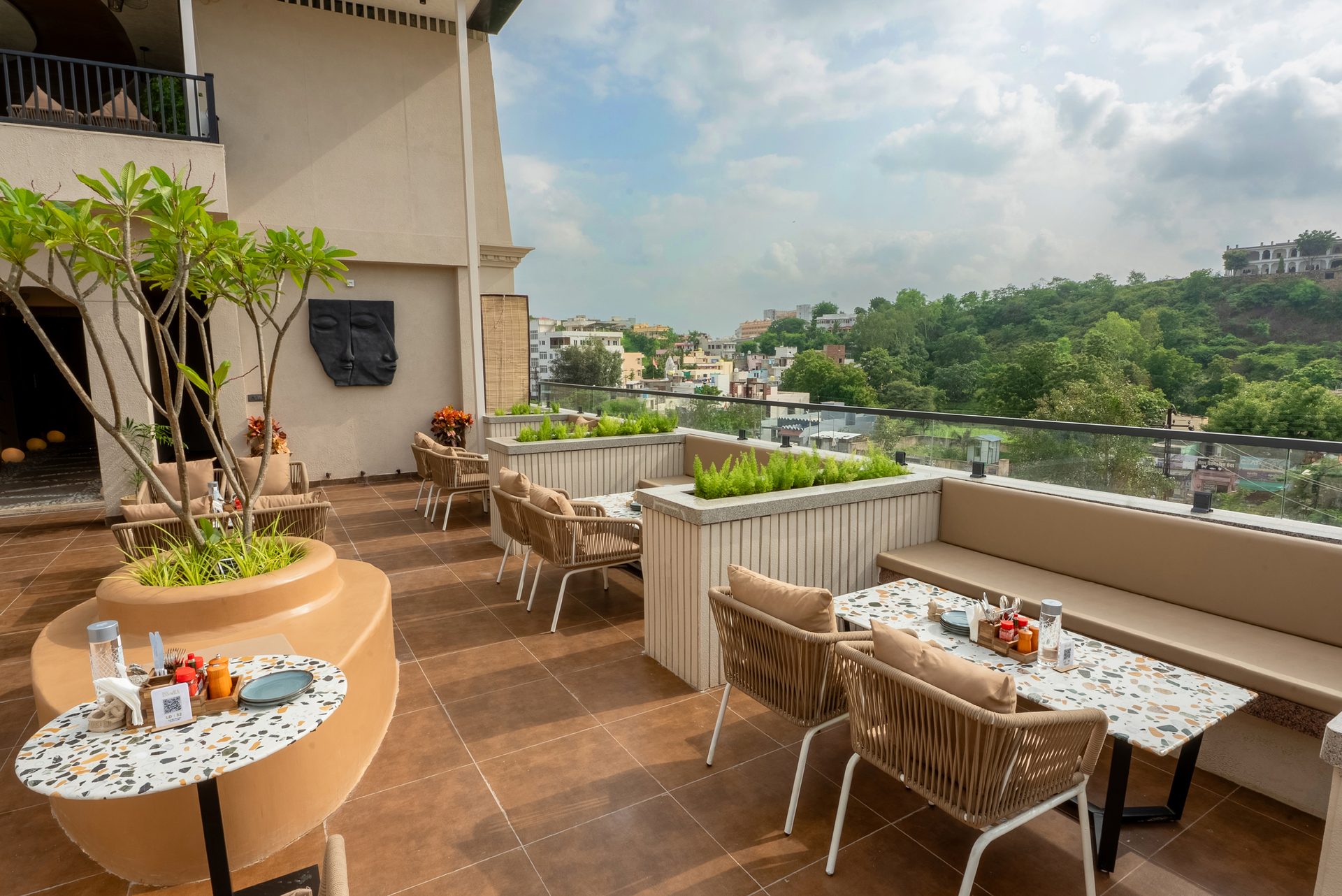 Open-Air Sunset Terrace and mountain view