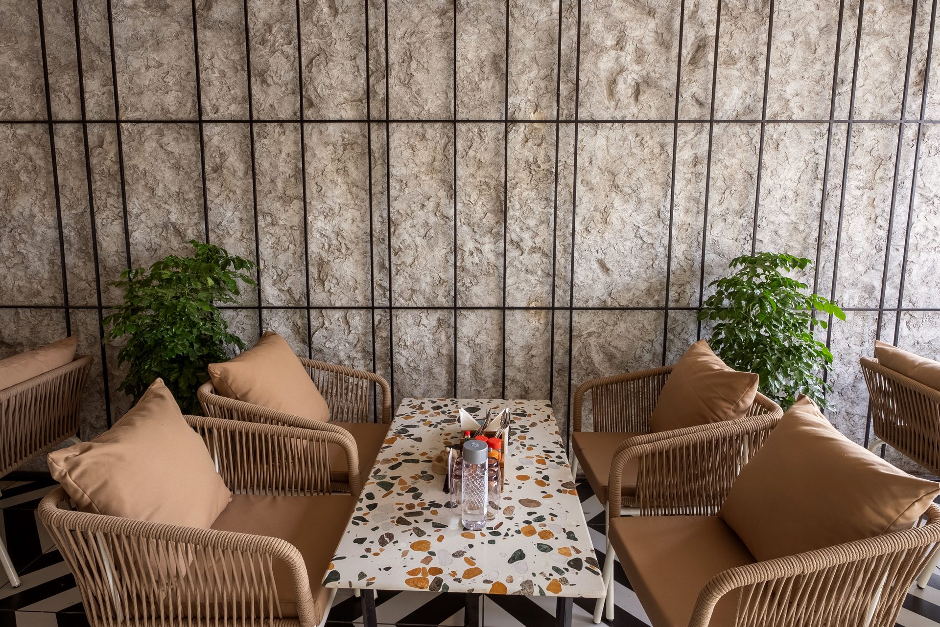 Chic woven lounge booth