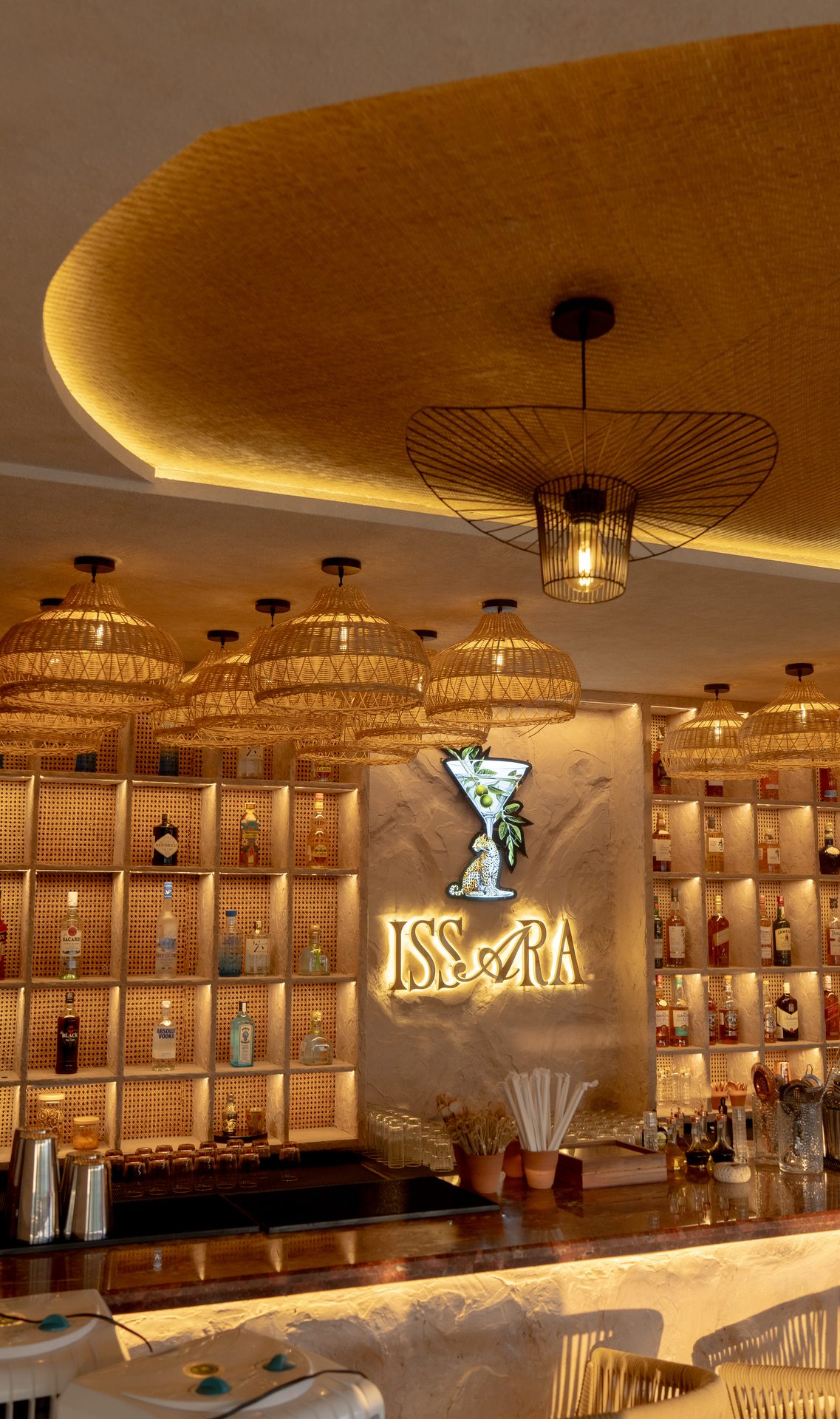 Issara Top Shelf fine spirits and cocktail display